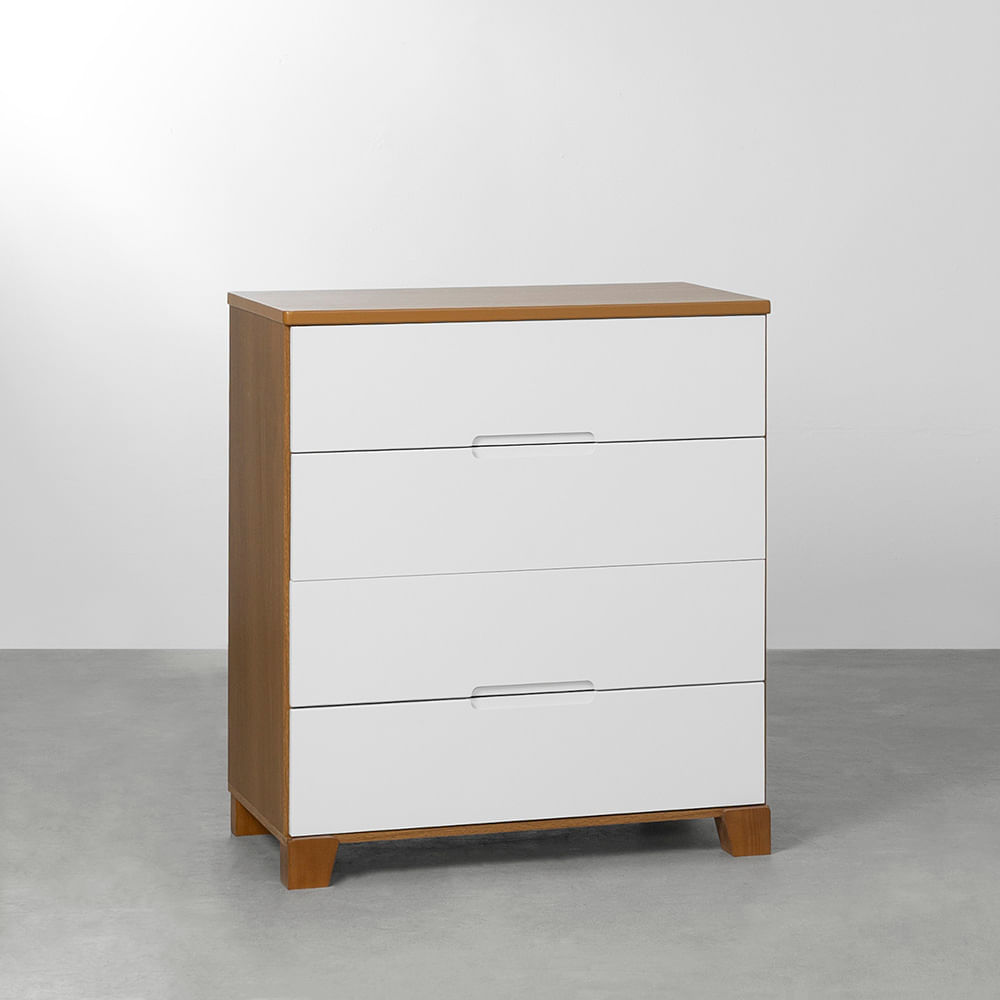 Cômoda Luna 4 Gavetas - Branco e Savana